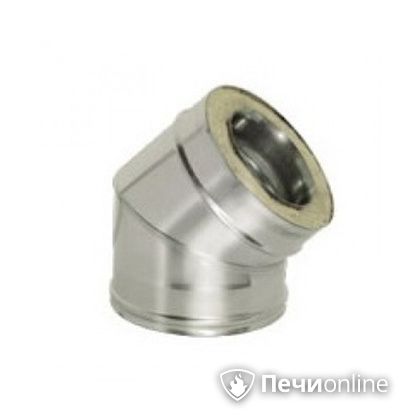 Дымоход Дымок Колено 45° с изоляцией 0,8 мм. OТFR45 200/280 в Астане