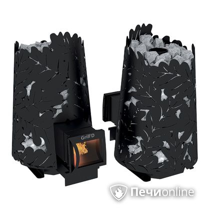 Дровяная печь-каменка GrillD Dubravo 180 long black в Астане