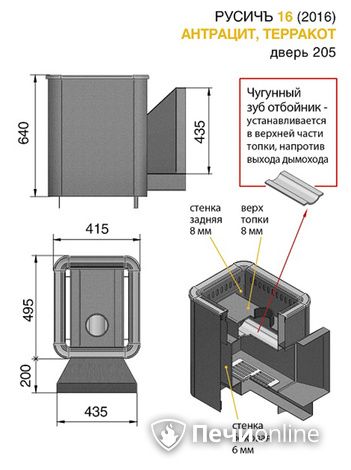 Дровяные печи-каменки Везувий Русичъ Антрацит 16 (205) 2016 в Астане