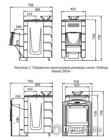 Дровяная банная печь TMF Гейзер Мини 2016 Carbon ДН КТК ЗК антрацит в Астане