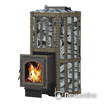 Дровяная банная печь Везувий Ураган Ковка 22 (270) с закрытой каменкой чугун в Астане