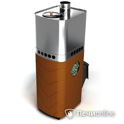 Дровяная банная печь TMF Бирюса 2013 Carbon терракота с закрытой каменкой в Астане